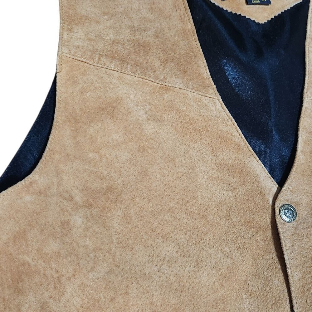 Vintage Scully Vest Men's Medium Brown Tan Suede Leather Snap Satin Back - Picture 6 of 8